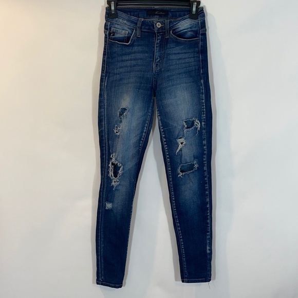𝅺KANCAN High Waisted Destroyed Skinny Jeans 0 - Picture 1 of 8